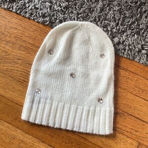 Victoria's Secret Women's Knit Winter Crystal Studs Cream Hat